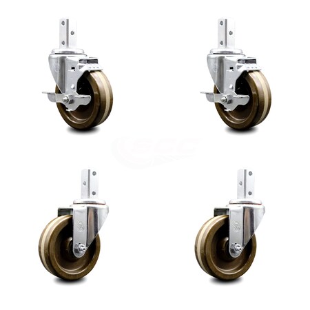 Service Caster 4 Inch High Temp Phenolic Wheel Swivel 3/4 Inch Square Stem Caster Brakes, 2PK SCC-SQ20S414-PHSHT-TLB-34-2-S-2